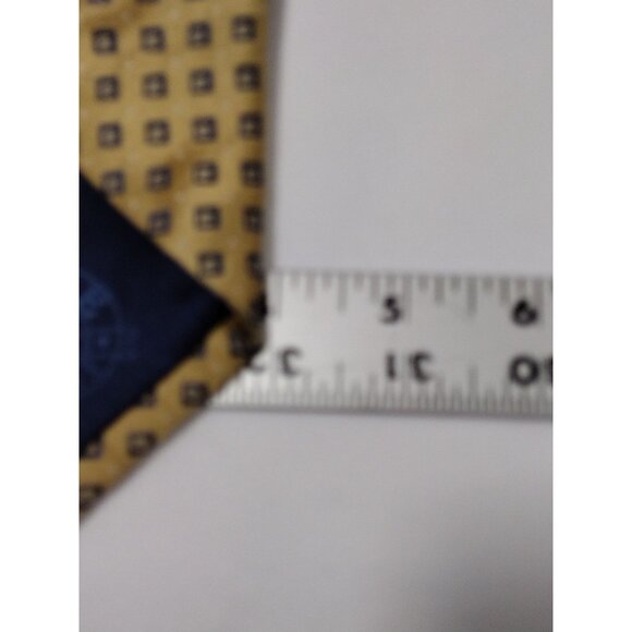 Eagle Shirtmakers Mens Necktie Silk Gold Navy Tie Geometric Pattern - Picture 7 of 8